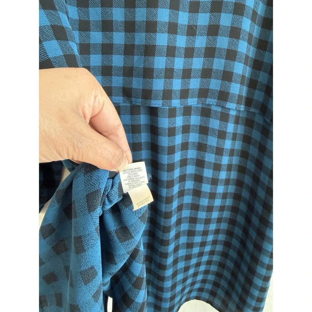 J.Jill Women's Blue Black Buffalo Check Plaid Layered Size XL Shirt‎ Dress Tunic